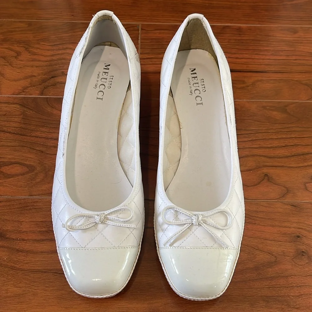 COPY - Sesto Meucci White Quilted Leather Wedges Shoes